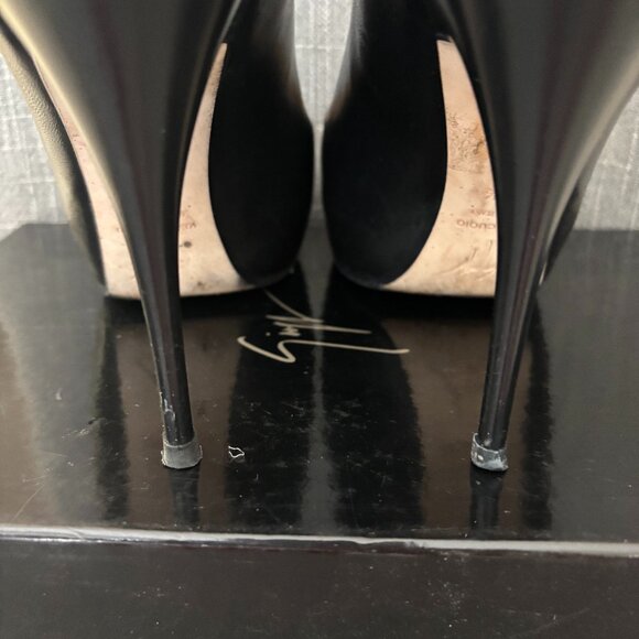 Giuseppe Zanotti Black Peep Toe Heels.  Size 38.5 EU - Picture 8 of 11